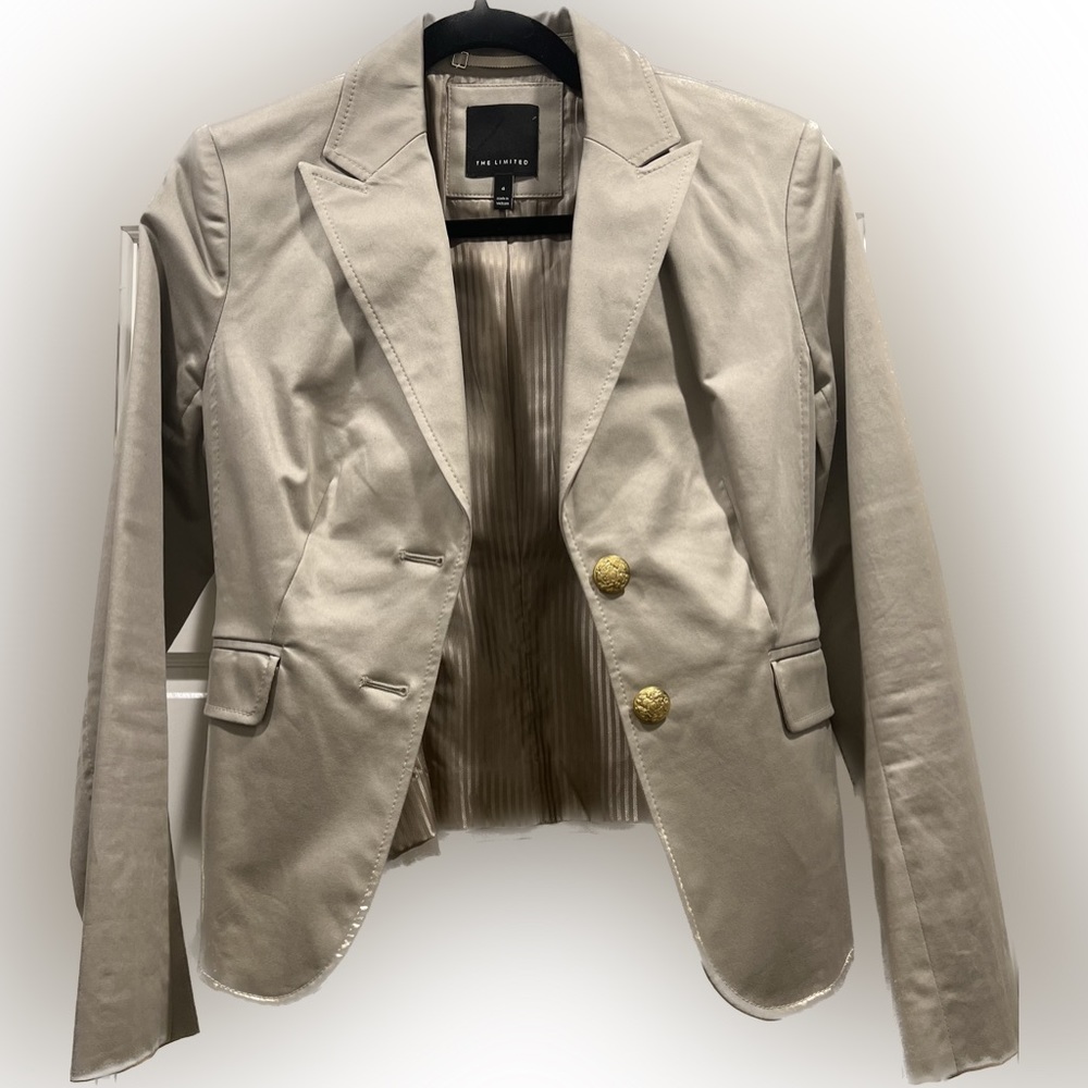 Khaki blazer/suit Jacket size 4 with gold buttons from The Limited